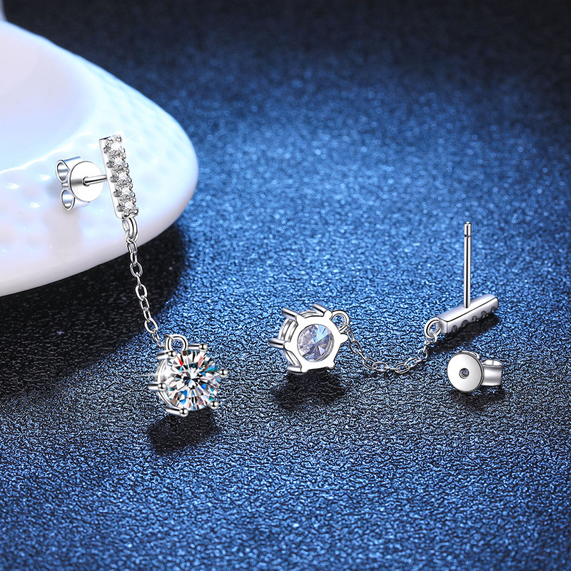 EWYA Luxury 100% Real D Color 1CT Moissanite Drop Earring for Women Girls S925 Silver Diamond Long Tassel Dangle Earrings Gift