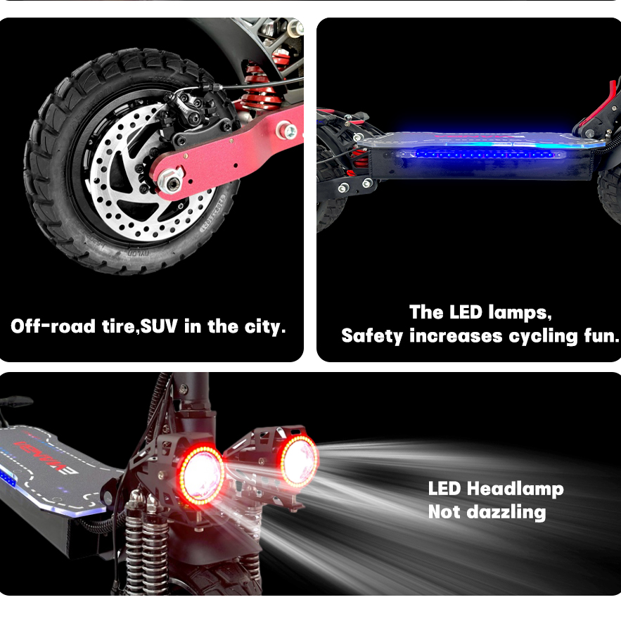 7Days Delivery 2400W 48V 21AH Dual Motor Wheel 10 Inch Maximum Kilometers 60-70KM Brake Folded Electric Scooter