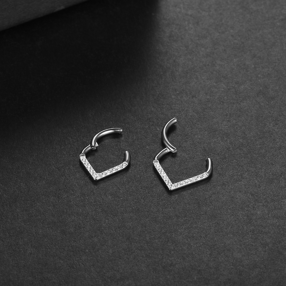 1Pc G23 Titanium Hinged Segment Nose Ring Septum Clicker Hoop Crystal Ear Cartilage Tragus Helix Piercing Earring Body Jewelry
