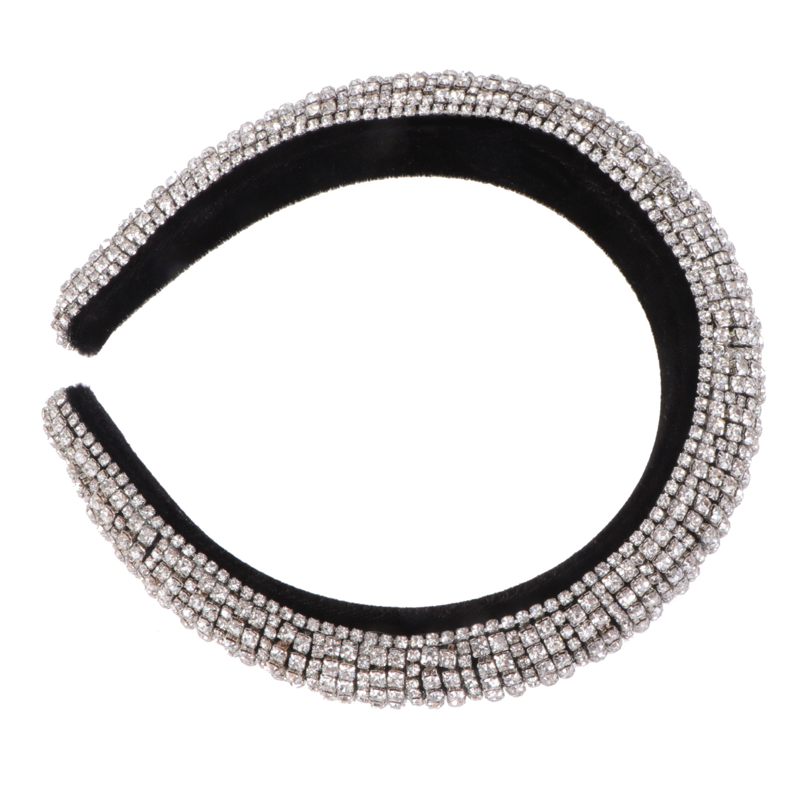 Rhinestone Wide Headband Baroque Hair Band Headpiece Vintage Wedding Tiara for Lady ( Silver )