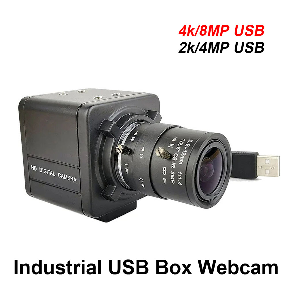 4K 8MP IMX415 CMOS USB Webcam 2K Full HD 30fps 4MP Industrial With CS 5-50mm Varifocal Lens UVC OTG Video Camera For Live Stream