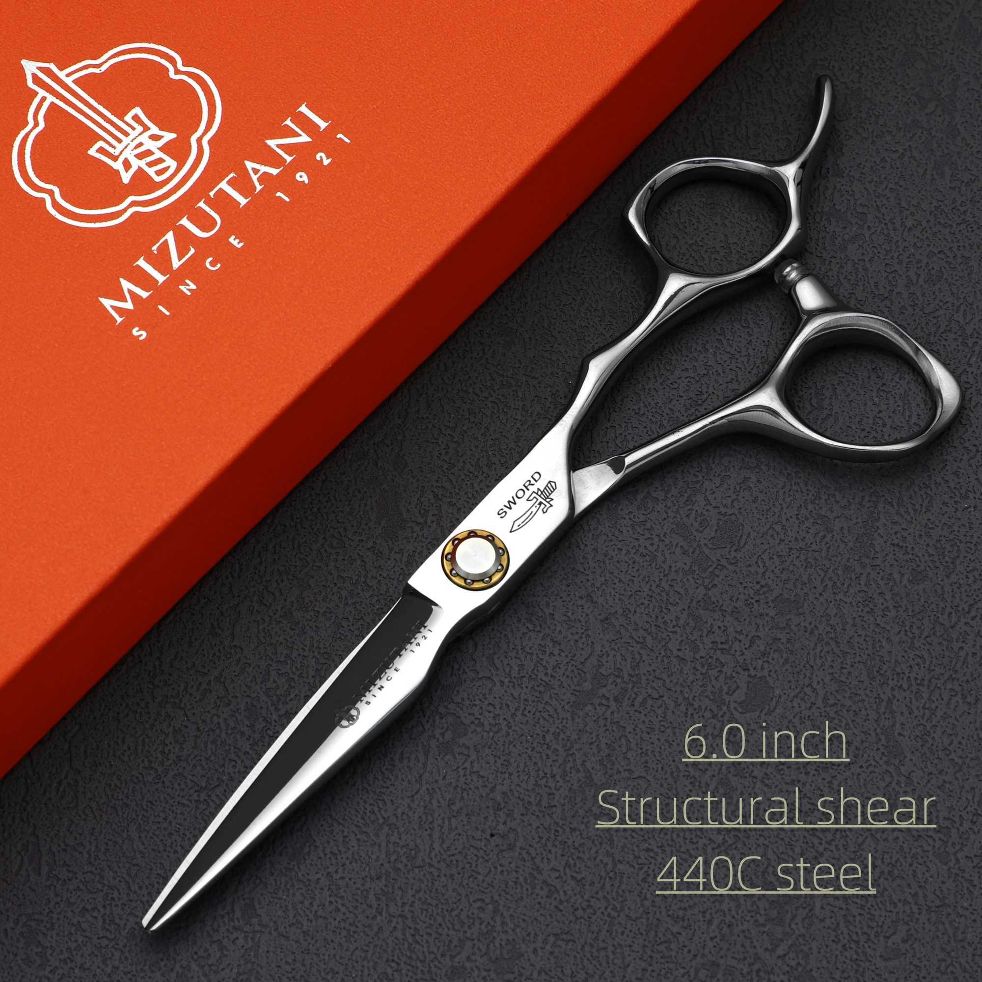 Hair Scissors MIZUTANI Barber 6.0-inch 440C Steel Dual Group Barber Professional Accessories Barber Machine Q240521