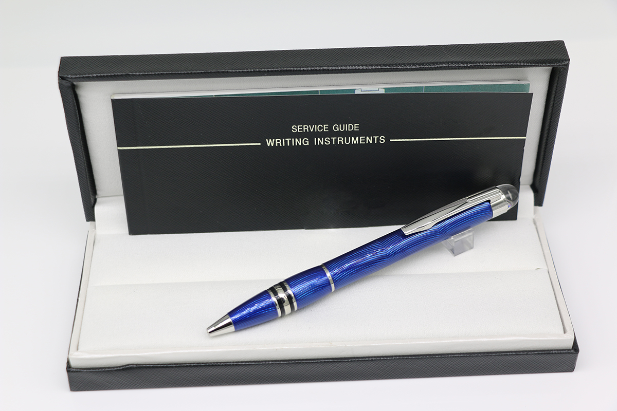 Classi Ballpoint pen up black down silver body Crystal head cover lattice Stainless steel Silver Trim with series number school&office stationery writ