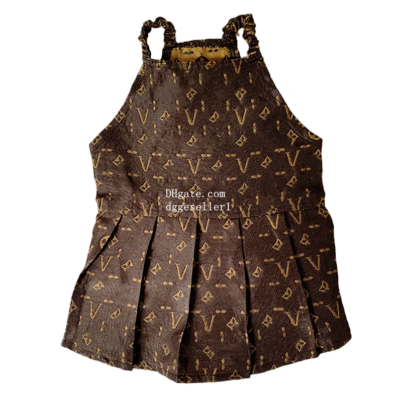 free shipping ic Old Flower Letter Pattern Clothes Apparel Designer Dog Dress Summer Cat Princess Suspender Costume Luxurious Puppy Jacquard Skirt Bro