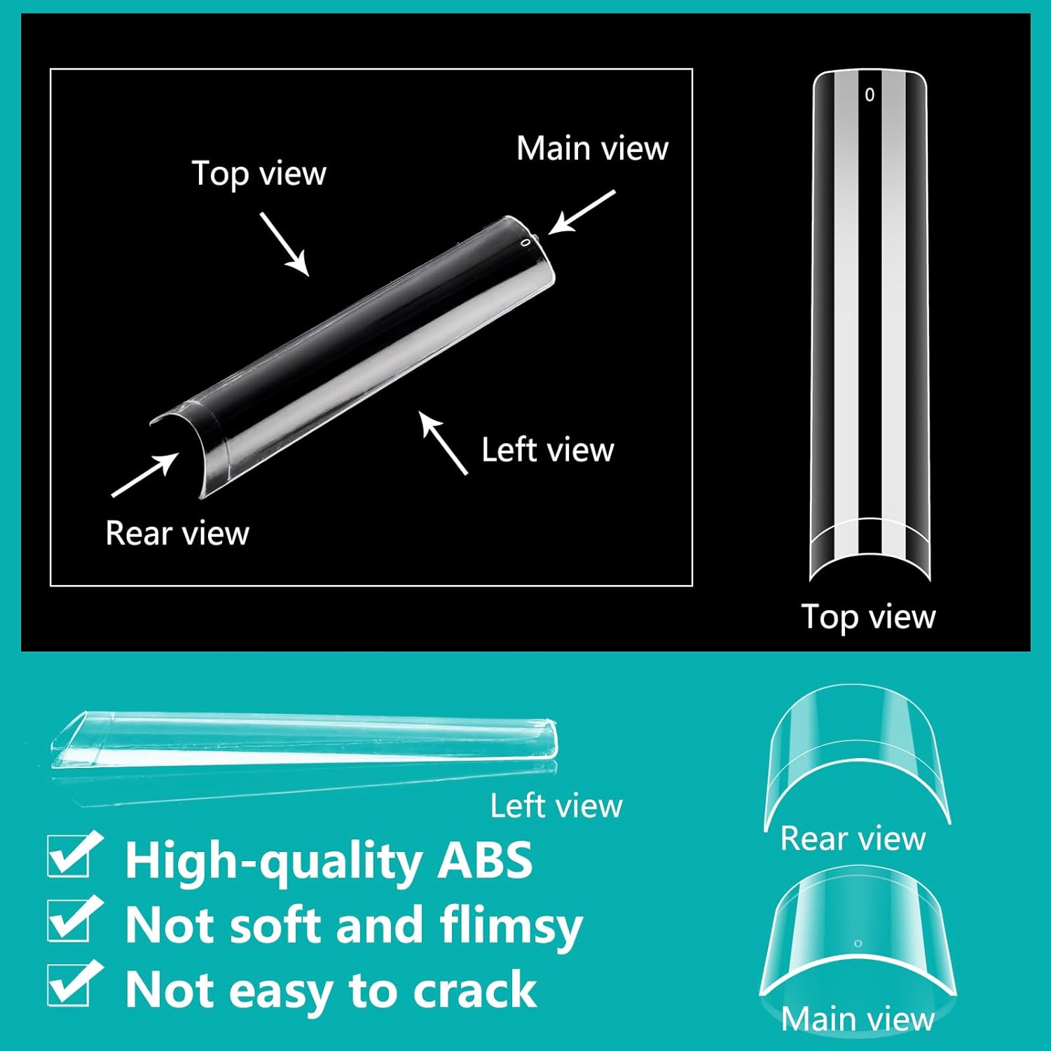 50mm (3xxxl)Long Straight Square Water Pipe Fake Nails 240Pcs/box Clear Long Square Nail Tips Professional Manicure Tips &*&