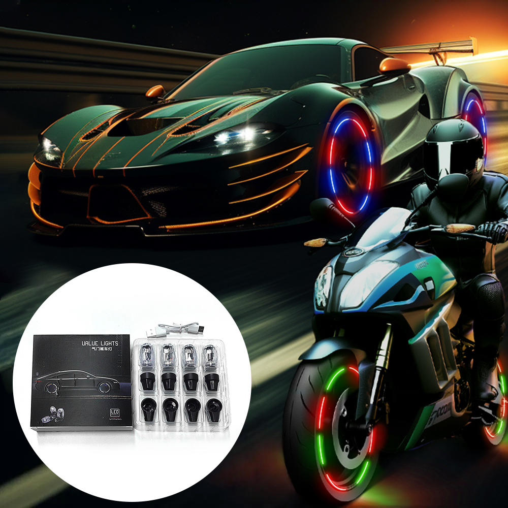 Car Hub Ambient Light LED Light Flash Car Wheel Light Hub Bulb Tire Tyre Valve Car Motorcycle Tire Colorful Modes Valve Light