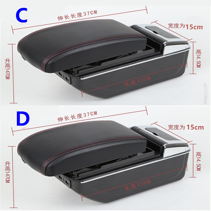 For Ford Fiesta Armrest box For Ford Fiesta MK7 Car Armrest 2009-2017 Storage box Interior details Accessories easy installation
