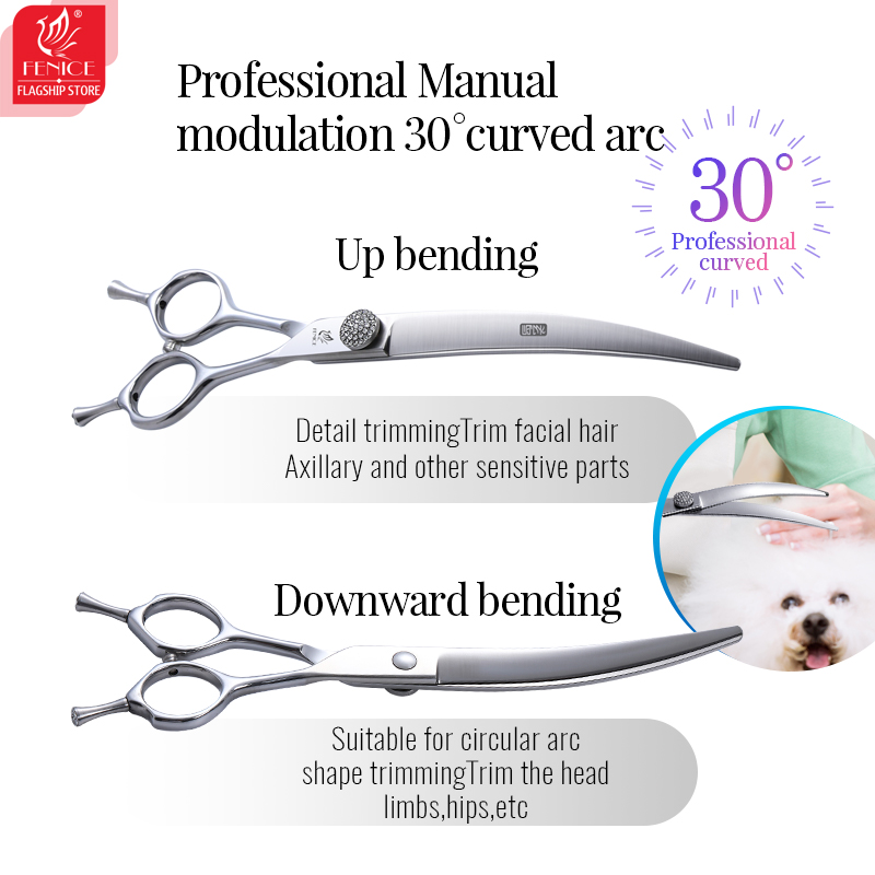 Fenice Dog Scissors Set 6/6.75/7/7.5 Inch Pet Scissors For Dog Grooming Straight&Thinner&Curved&Chunker Grooming Shears Set