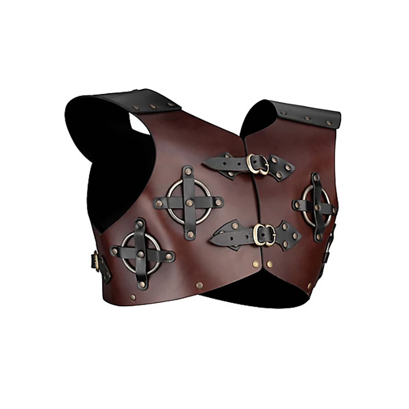 Medieval Chest Armor Leather Warrior Armor Costume Rivet Buckle Retro Knight Body Shoulder Armor For Men Women Medieval Armor