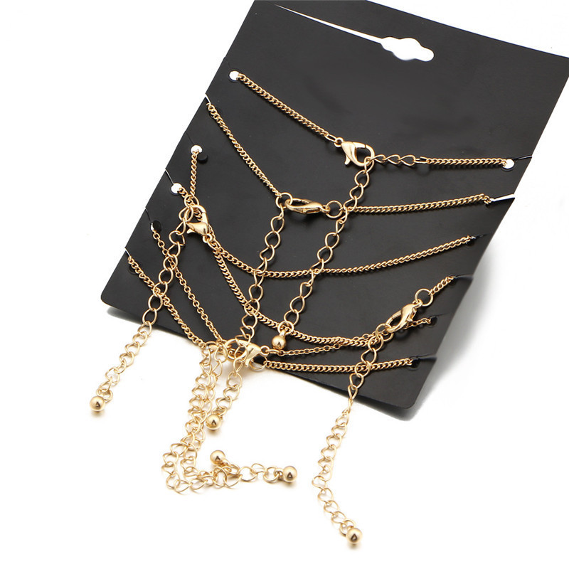 6PCS Ankle Bracelet Set Bohemian Gold Color Chains Infinity Double Heart Love Lock Bracelets For Women Anklet Foot Leg Jewelry