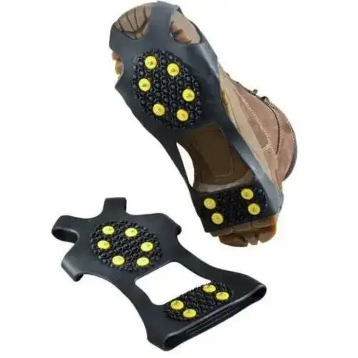 10 Studs Anti-Skid Snow Ice Climbing Shoe Spikes Ice Grips Cleats Crampons Winter Outdoor Climbing Anti Slip Safety Shoes Cover