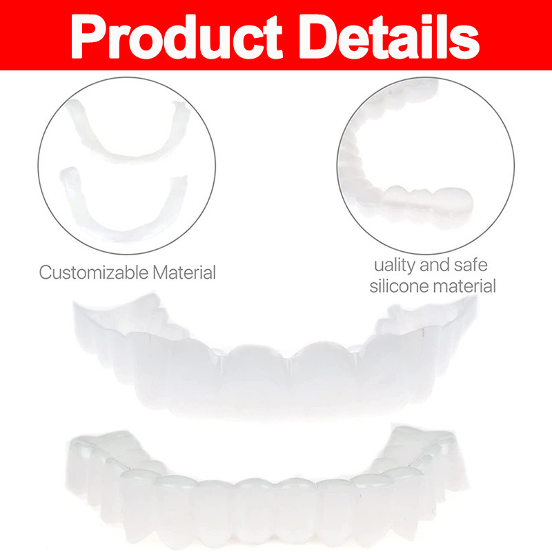 Perfect Fit Teeth Whitening Fake Tooth Cover Snap On Silicone Smile Veneers Teeth Upper Beauty Tool Cosmetic Teeth High-Quality