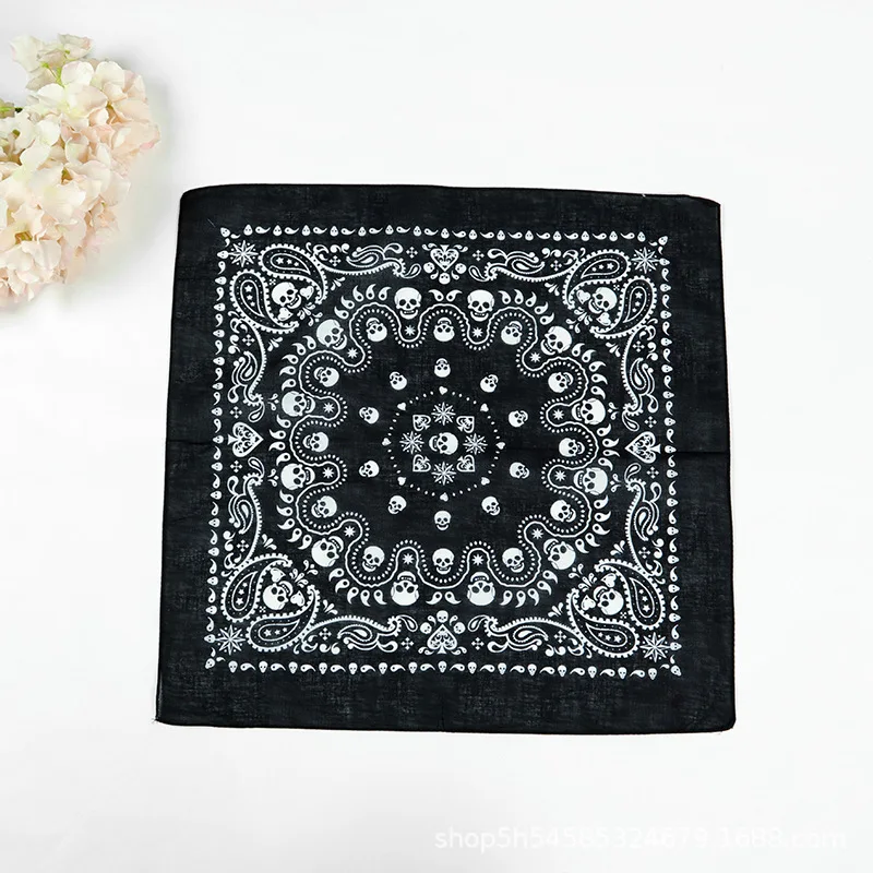 55*55cm Polyester Pirates Skull Leaves Reggae Bandanas Men Hiphop Headband Headscarf Women Neckerchief Headwear Handkerchief