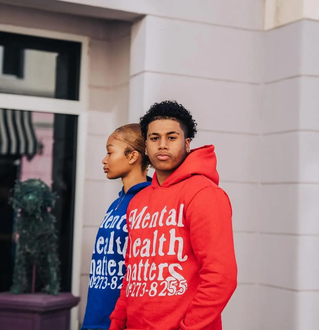 Retro street Mental Health Matters hoodie mens and womens longsleeved casual loose y2k Couples clothing sweatshirts 240508
