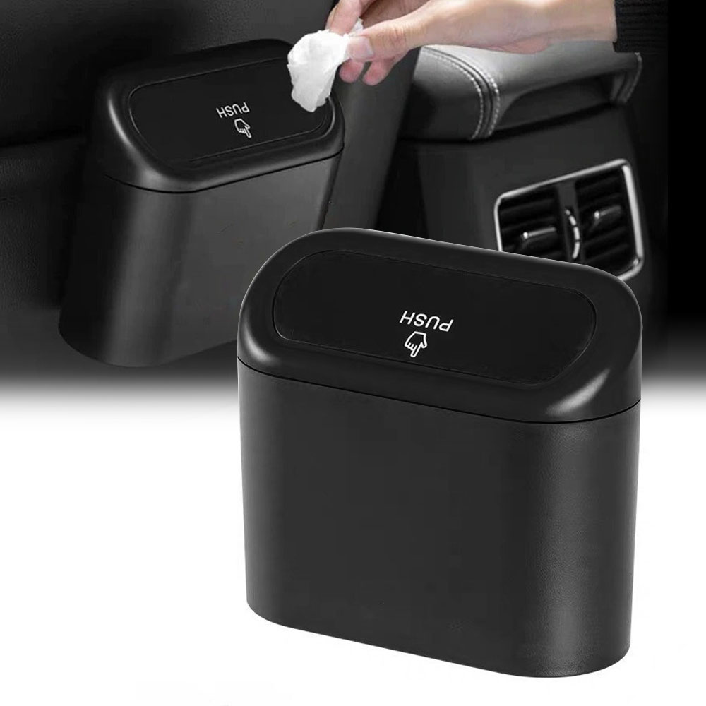 Car Accessories Trash Can Portable Hanging Mini Wastebasket Trash Can with Lid Car Office Home Auto Storage Bin Auto Interior