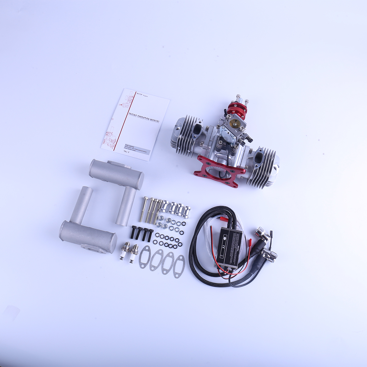 New RCGF 70cc Twin Cylinder Petrol/Gasoline Engine Dual Cylinder with Muffler/Igniton/Spark Plug for RC Model Airplane