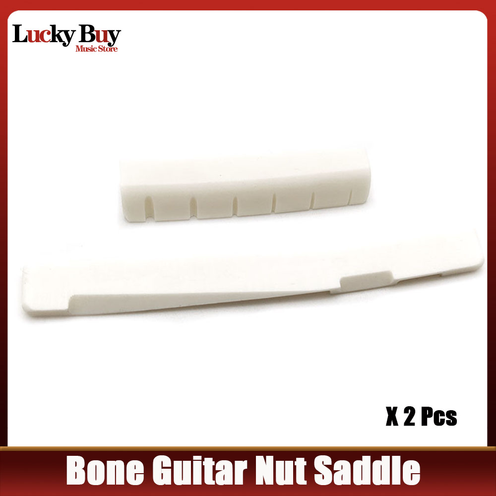 2pcs Pure Bone Guitar String Bridge Saddle Nut for Acoustic Guitar Musical Instrument 43/46/48/72/74/76MM