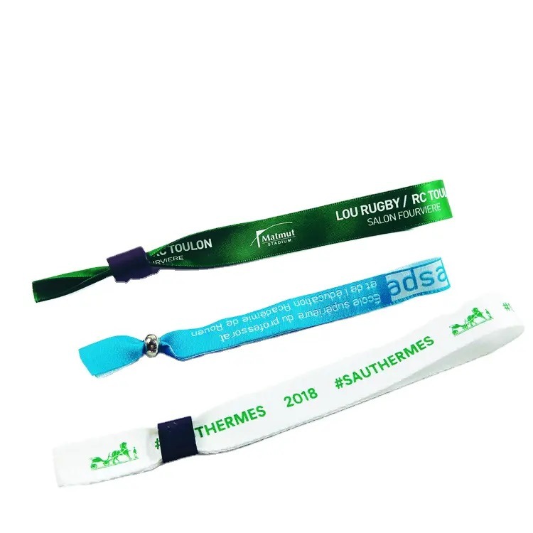 Wholesale Adjustable Party Festival Events Custom Polyester Fabric Bracelets Logo Design Wristbands
