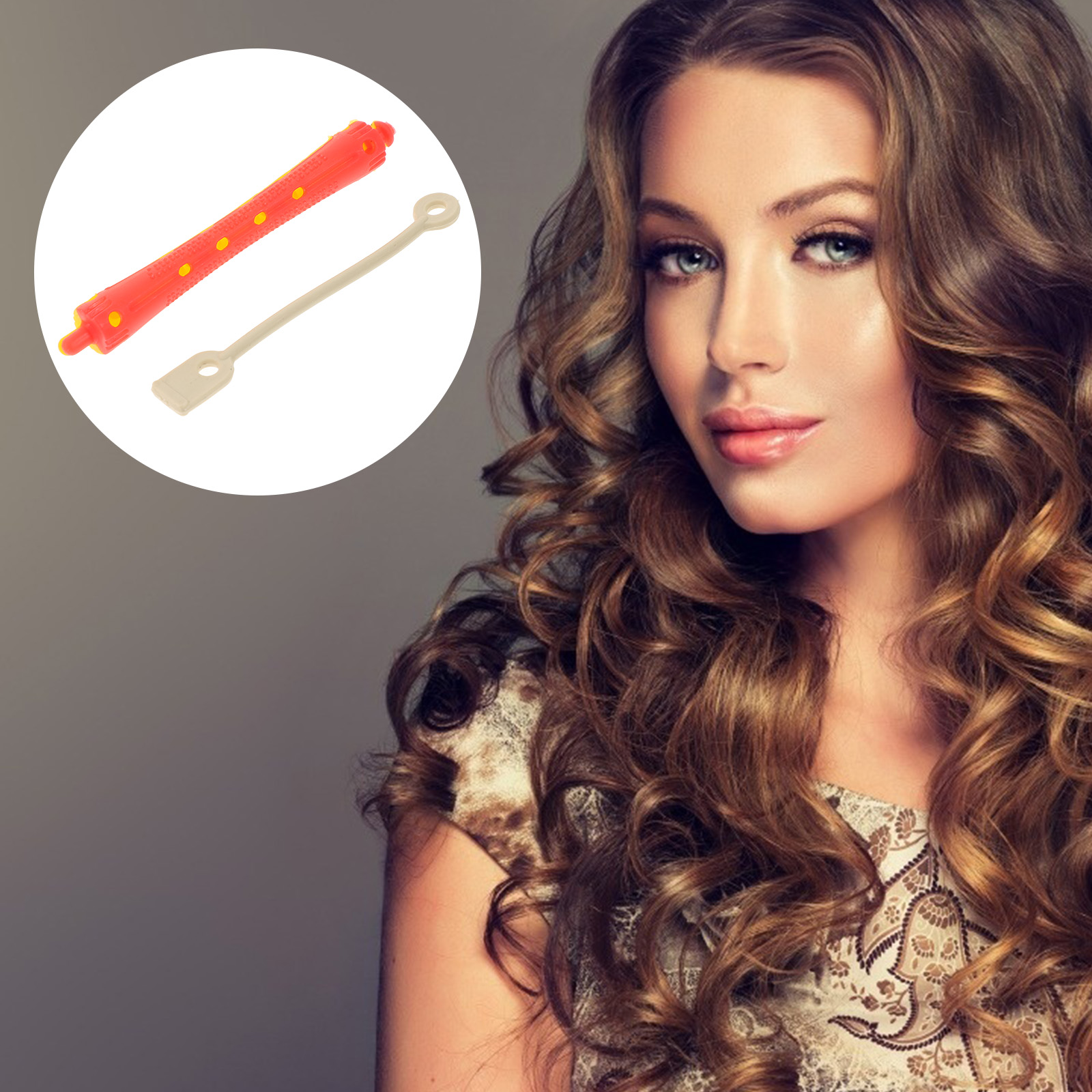 24 Pcs Hollow Roll with Rubber Band Hair Perm Kit Rollers Rods Plastic for Natural Barber Miss