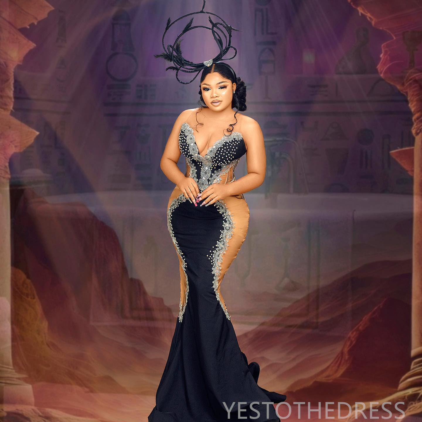 R&W 2024 Plus Size Aso Ebi Prom Dresses for Special Ocns Sheer Neck Illusion Appliqued Beaded Lace Birthday Dress Second Reception Gowns Engagement Go