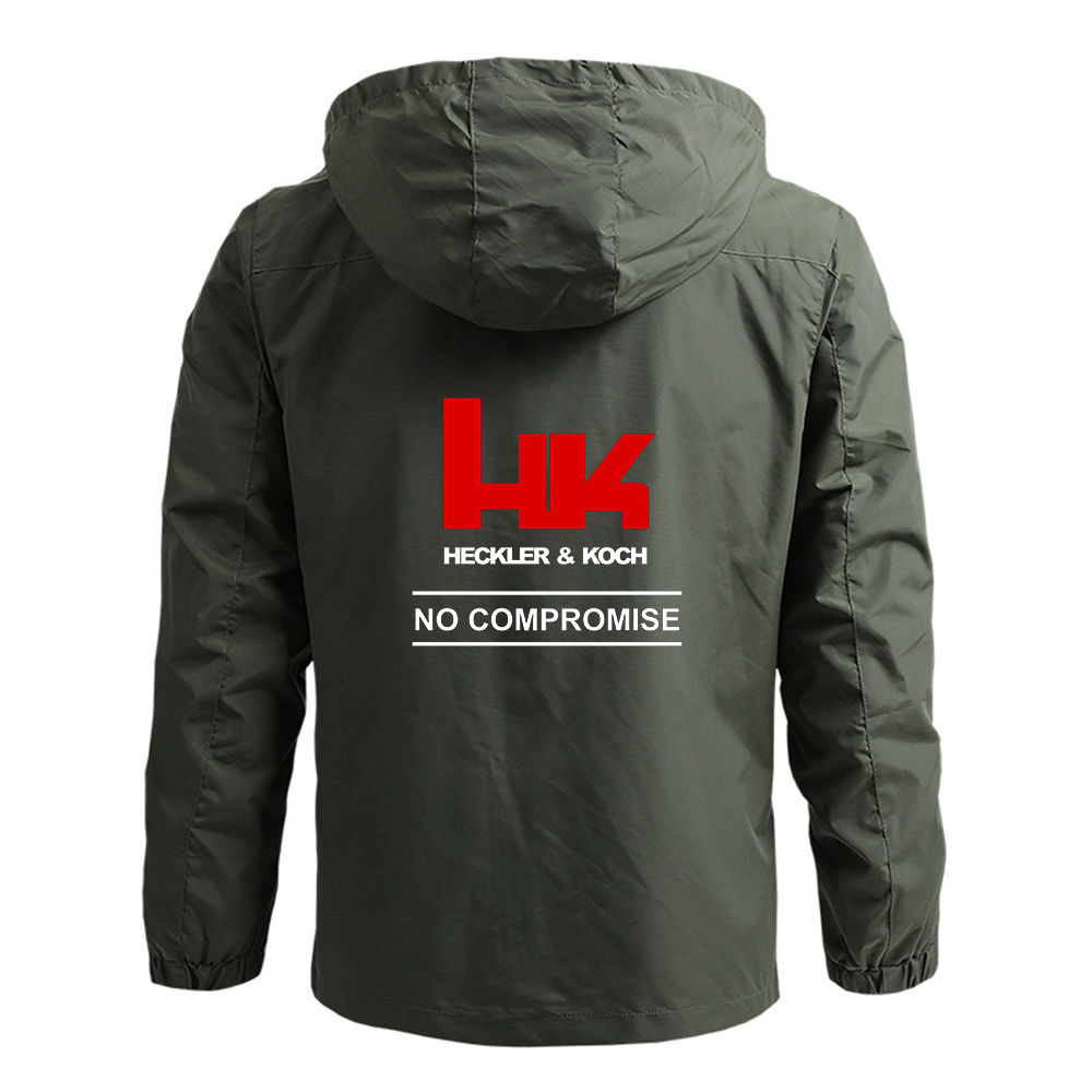 Hk Heckler Koch No Compromise Men Bomber Jacket Long Sleeve Hooded Trench Coat Jacket Fall Winter Coat Outdoor Zipper Waterproof