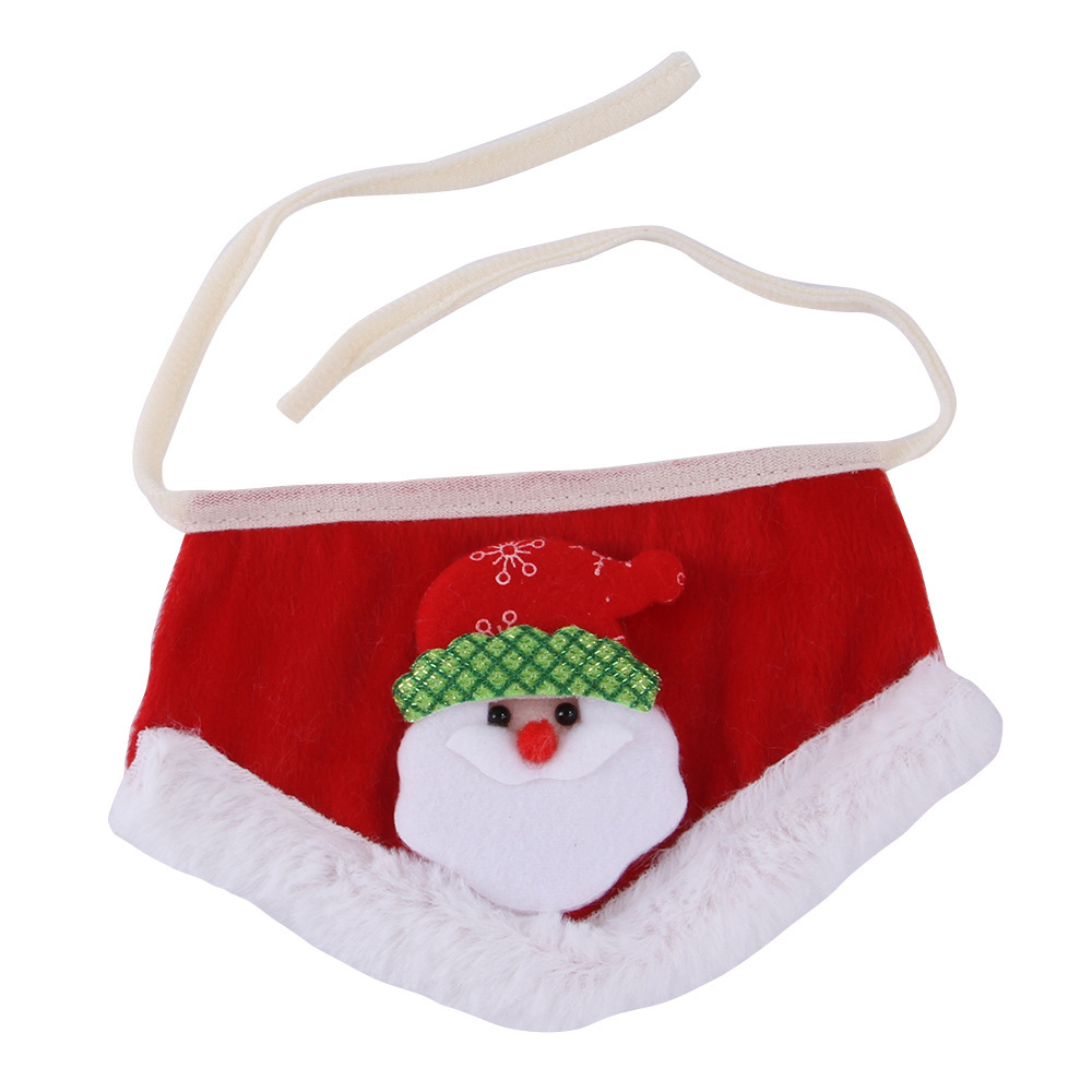 Pet Christmas Collar Dog Holiday Pet Collar Triangle Towel Adjustable Cat Bib Drool Towel Santa Claus Ornaments Cat Accessories