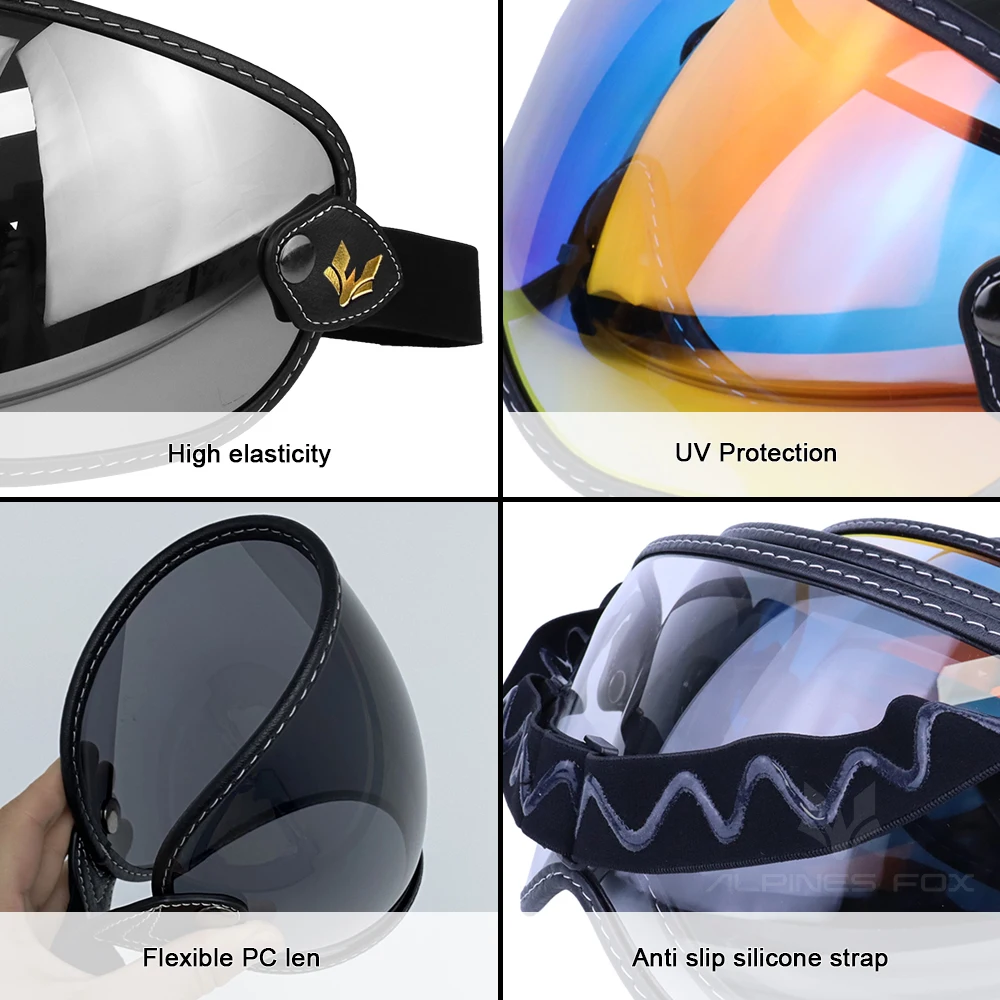Universal Motorcycle Helmet Goggles Sunglasses Bubble Shield Visor Anti-UV Lens Fit All Vintage Retro Open Face Half Helmet