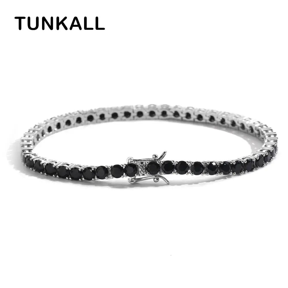 3MM 4MM 5MM Black CZ Stone Tennis Bracelets Men And Women Hip Hop Jewelry BB148 240522