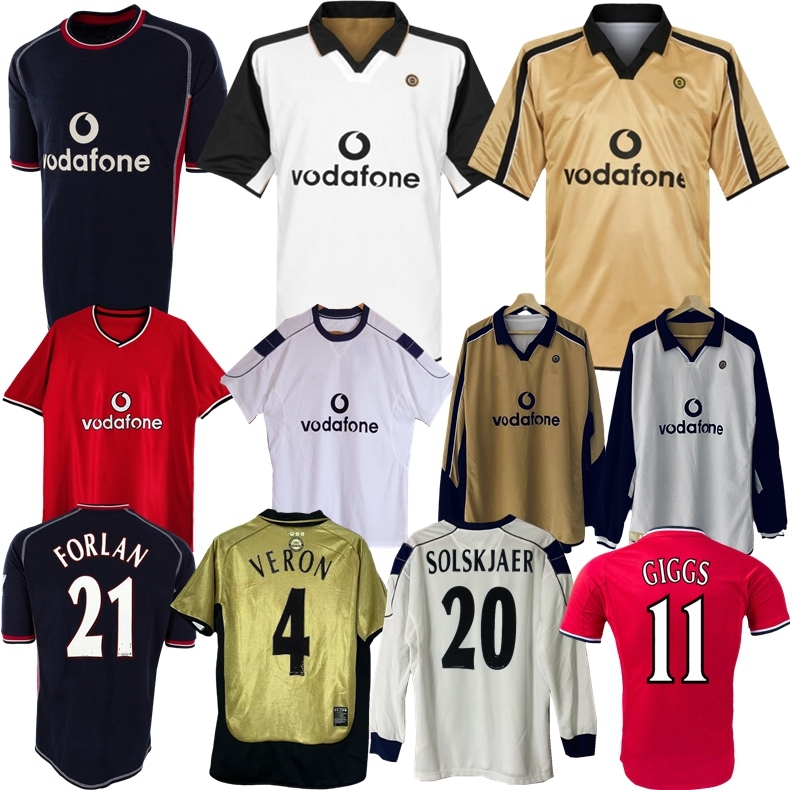 2000 2001 2002 Scholes retro soccer jerseys 00 01 02 Giggs van Nistelrooy VERON SOLSKJAER FORLAN Classic Vintage united football shirt