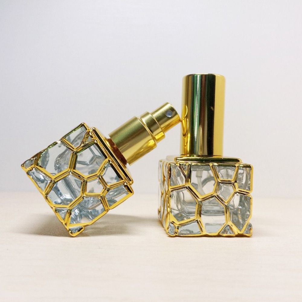 10ml Mini Glass Spray Bottle Luxury Perfume Empty Cosmetics Alcohol Bottles Refillable Atomizer Portable Gold Sprayer