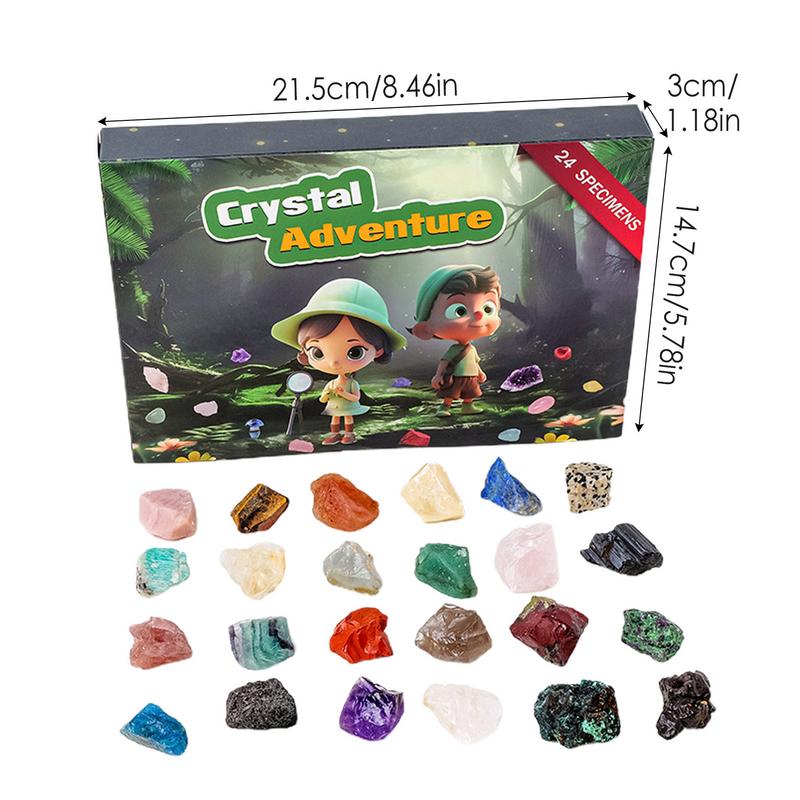 Stone Advent Calendar Countdown 24 Days Crystal Holiday Advent Calendar Natural Stone Countdown Calendar Rock Collection