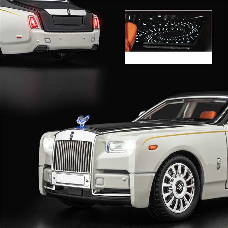Diecast Model Cars 1/18 Rolls-Royce Phantom Alloy Luxy Car Model Diecasts Metal Toy Vehicles Car Model Simulation Sound Light Collection Kids Gifts