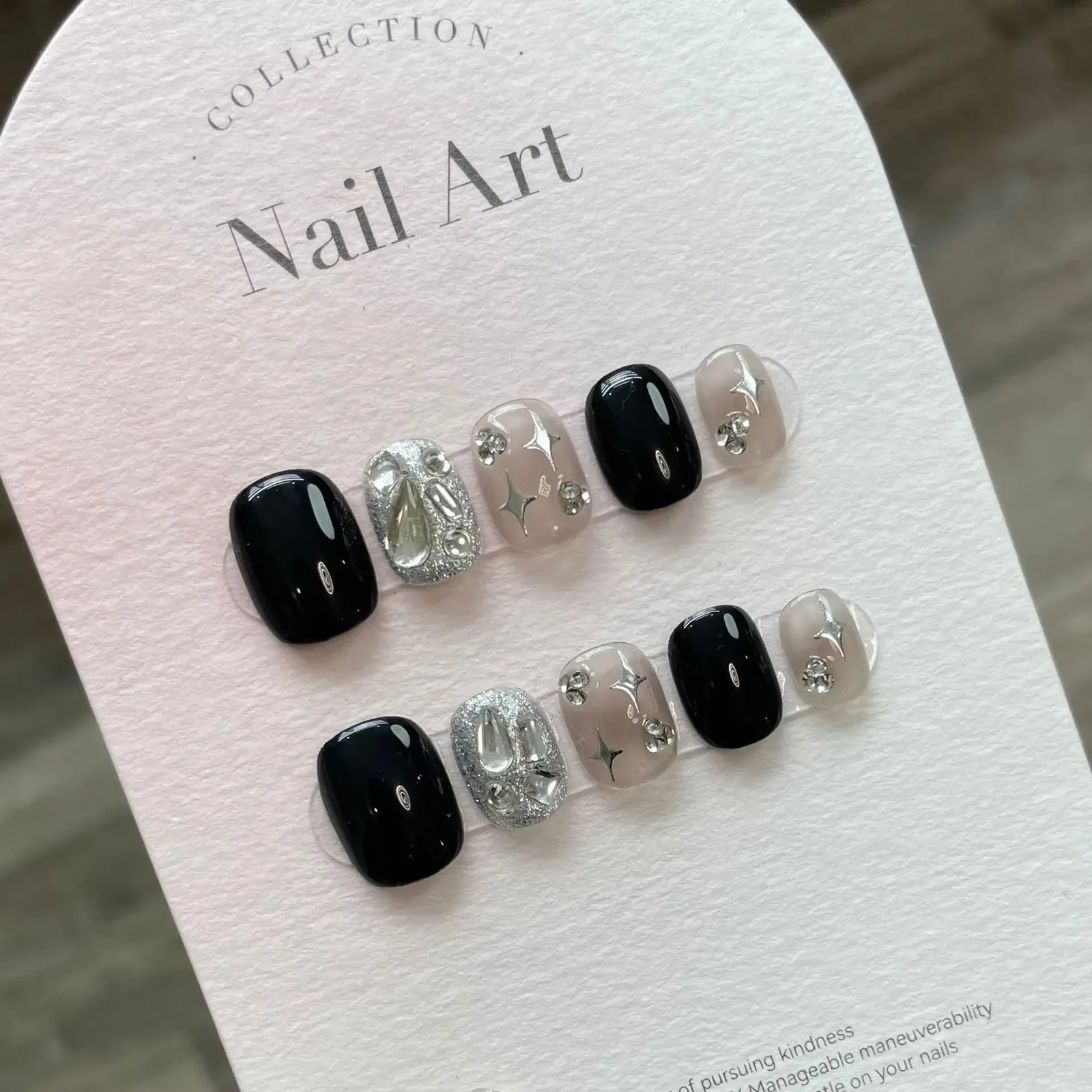 10Pcs Handmade Kawaii Press on Nails Short Korean Cute Star Reusable Adhesive False Nails Acrylic Nail Tips Nail Art Y2k Girls 240522
