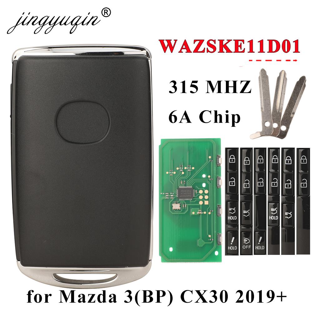 jingyuqin WAZSKE11D01 Smart Remote Key Fob 315MHZ 6A Chip for 2019-2022 Mazda 3 Hatchback CX-30 2021+ 2/3/4 Buttons Keyless
