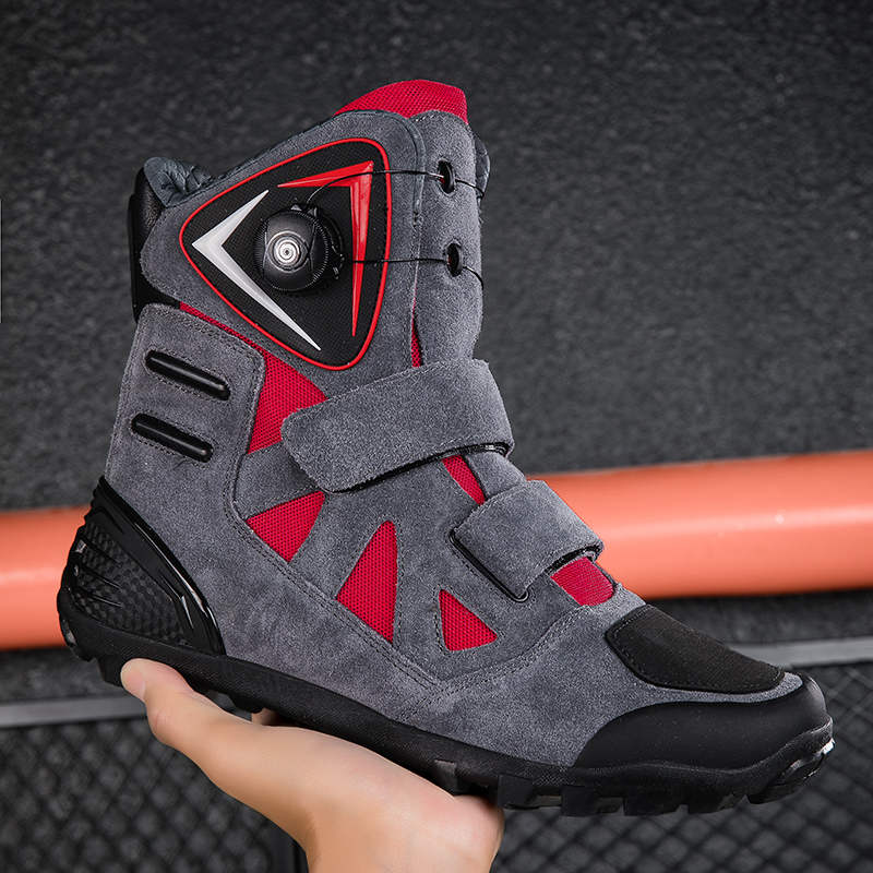 2024 New Motorcycle Boots Botas Moto Microfiber Leather Motocross Off-Road Racing Boots Motorbike Riding Shoes Men Moto Boots