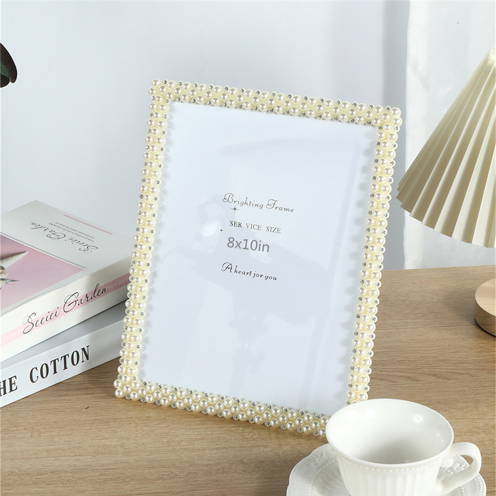 1Pcs 3/6/7/8/10 inch desktop pearl creative wedding dress photo birthday gift rhinestone frame home decoration H260306