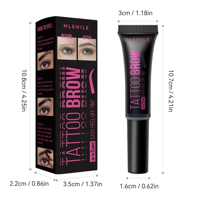 Waterproof Peel Eyebrow Cream Cosmetic Lasting Sweat-proof Semi-Permanent Tattoo Brown Tint Tearing Dye Eyebrow Enhancers Gel