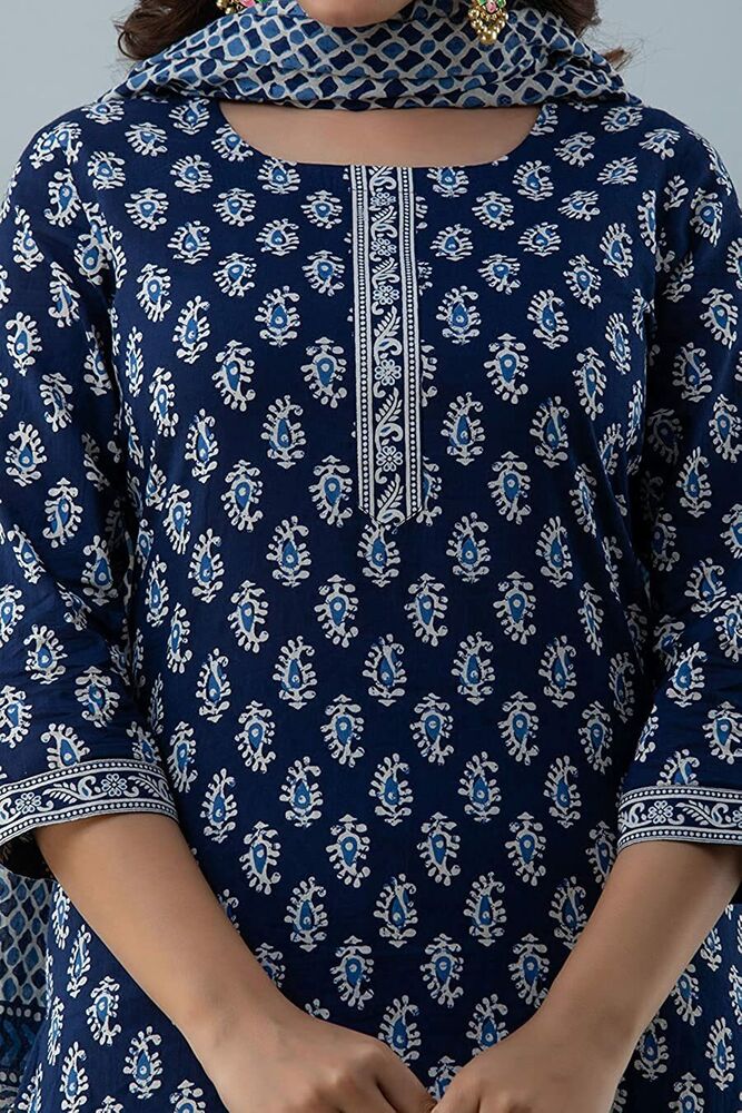 Indigo Kurta Kurti and Palazzo with Dupatta Women India Pakistani Set