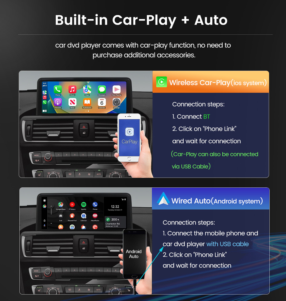 8-Core Android 13 Car Multimedia Player For BMW 3 Serie E90 E91 E92 E93 Wireless Carplay Auto 4G Wifi GPS Navigation All In One