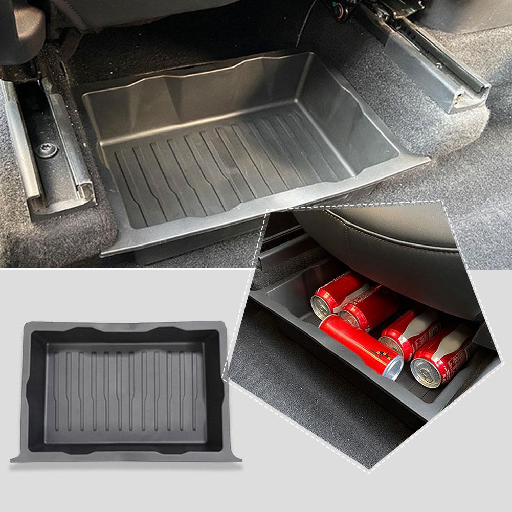 for Tesla Model Y Storage Under Seat Drawer Hidden Storage Box TPE Texture 100% Fit Unlock Car Storage Space Car Accessories