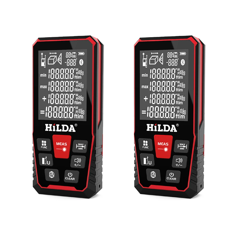 HILDA 100/120M Laser Rangefinder Distance Meter Finder Building Measure Ruler Laser Tape Range Device Rulerfinder Build Measure