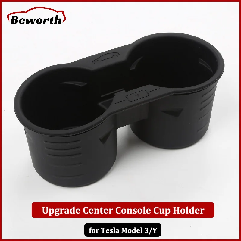 MY TPE Cup Holder for Tesla Model Y 3 2023 Center Console Organizer Non-slip Silicone Water Insert Double Hole Car Accessories