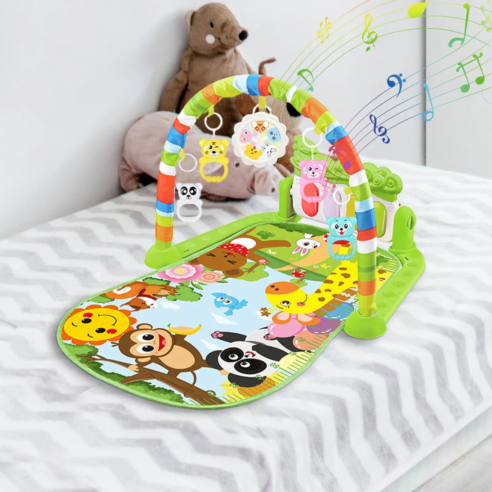 Baby Music Rack Play Mat Puzzle Carpet with Piano Keyboard Infant Playmat Gym Crawling Activity Rug Toys for 0-12 Months Gift 240518