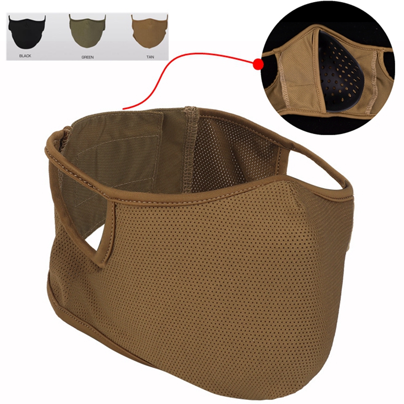 Shooting Mask Outdoor Breathable Elastic Soft Mask Tactical Free Ears Face Protective Airsoft Combat Mask-M/L