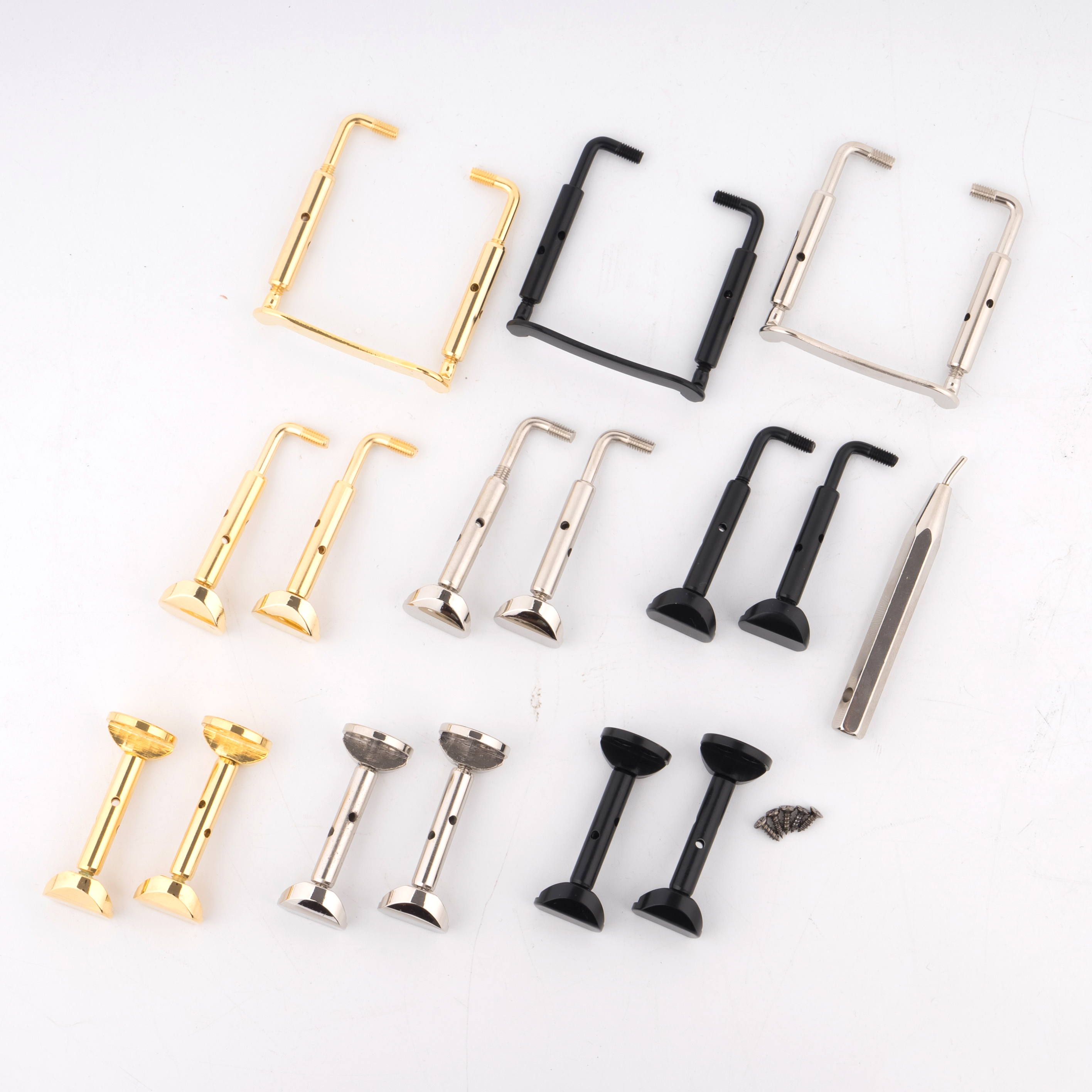 High quality 20 sets Alloy Violin viola Chin rest Clamps Screws 4/4 3/4 1/2 1/4 size violin parts accessories