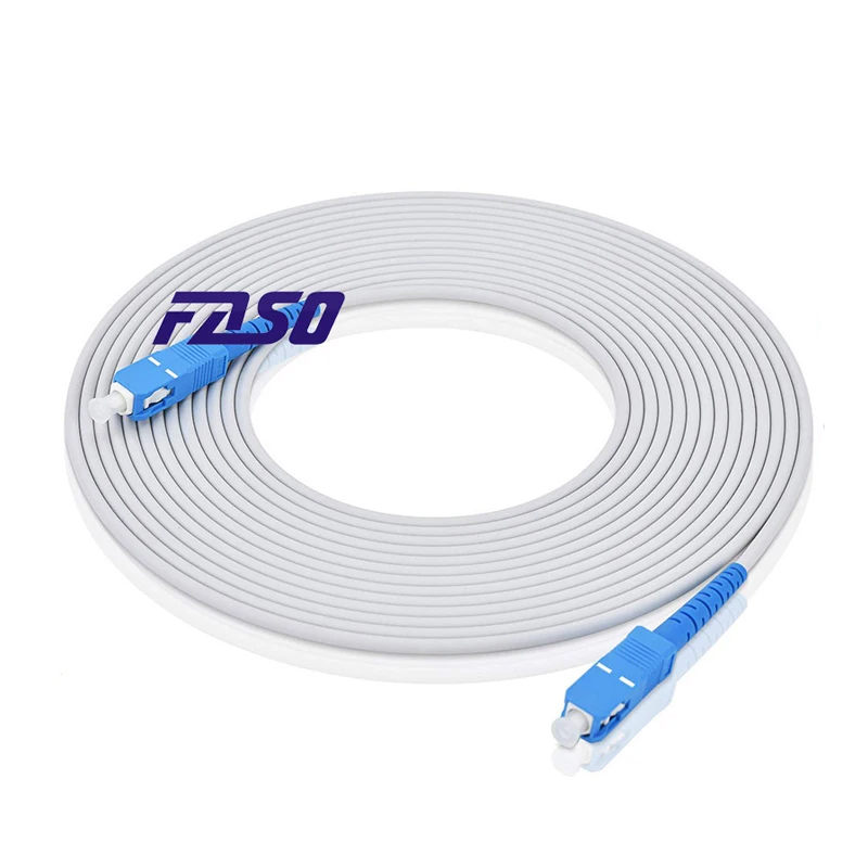 FASO 50Pcs 1/2/3/5 Meter SC/UPC-SC/UPC Single Mode Simplex 3.0mm Diameter Cable Fiber Optic Patch Cord LSZH White