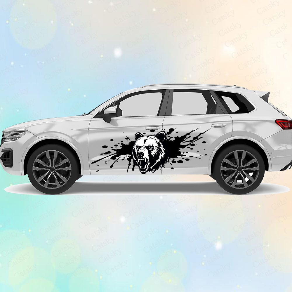 Angry Bear Splash Large Car Stickers and Decals Car Body Stickers Car-Side Decals Waterproof Car Vinyl Stickers for Truck SUV