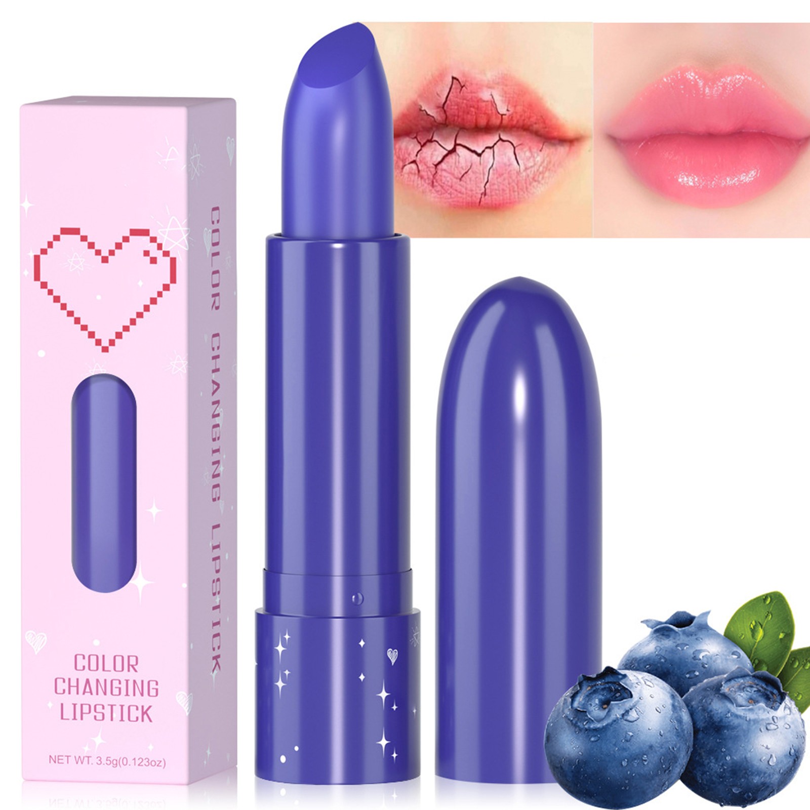 Lip Glow Fruit Flavored Color Changing Lipstick Moisturizing 6 Color Lipstick Temperature Dried Flower Halloween Makeup Kids
