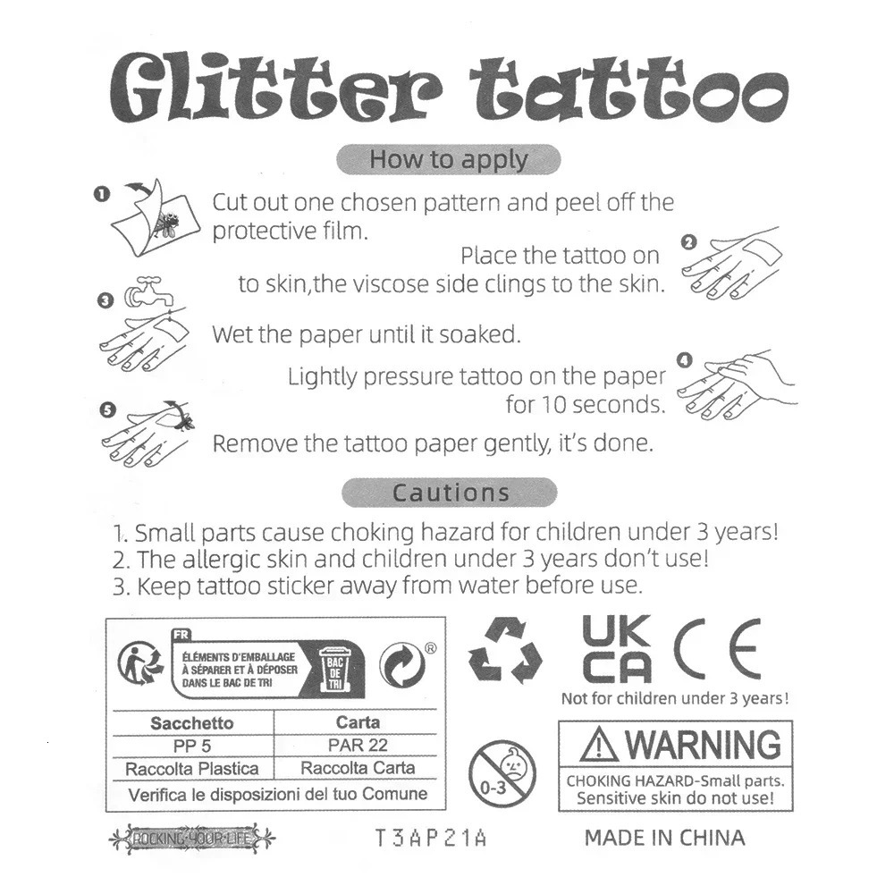 3D Face Glitter Butterfly Tattoo Stickers Shiny Wings Temporary Waterproof Body Art Decoration 240521