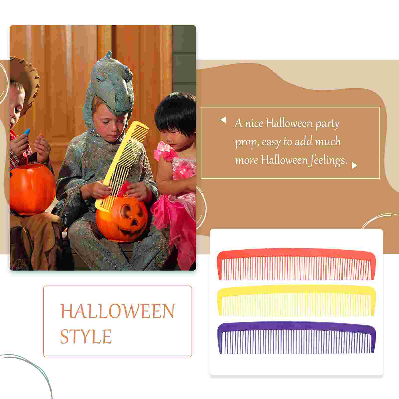 3Pcs Halloween Funny Giant Man Big Comb Handmade Natural Comb Wide Tooth Comb for Halloween Party Carnival Party